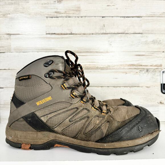 Wolverine Mens Fletcher Hiking Trail Boots Gray Black Lace Up Waterproof 13 - Picture 1 of 10
